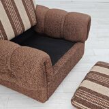 Fauteuil relax danois, revêtement en laine d'origine, années 70