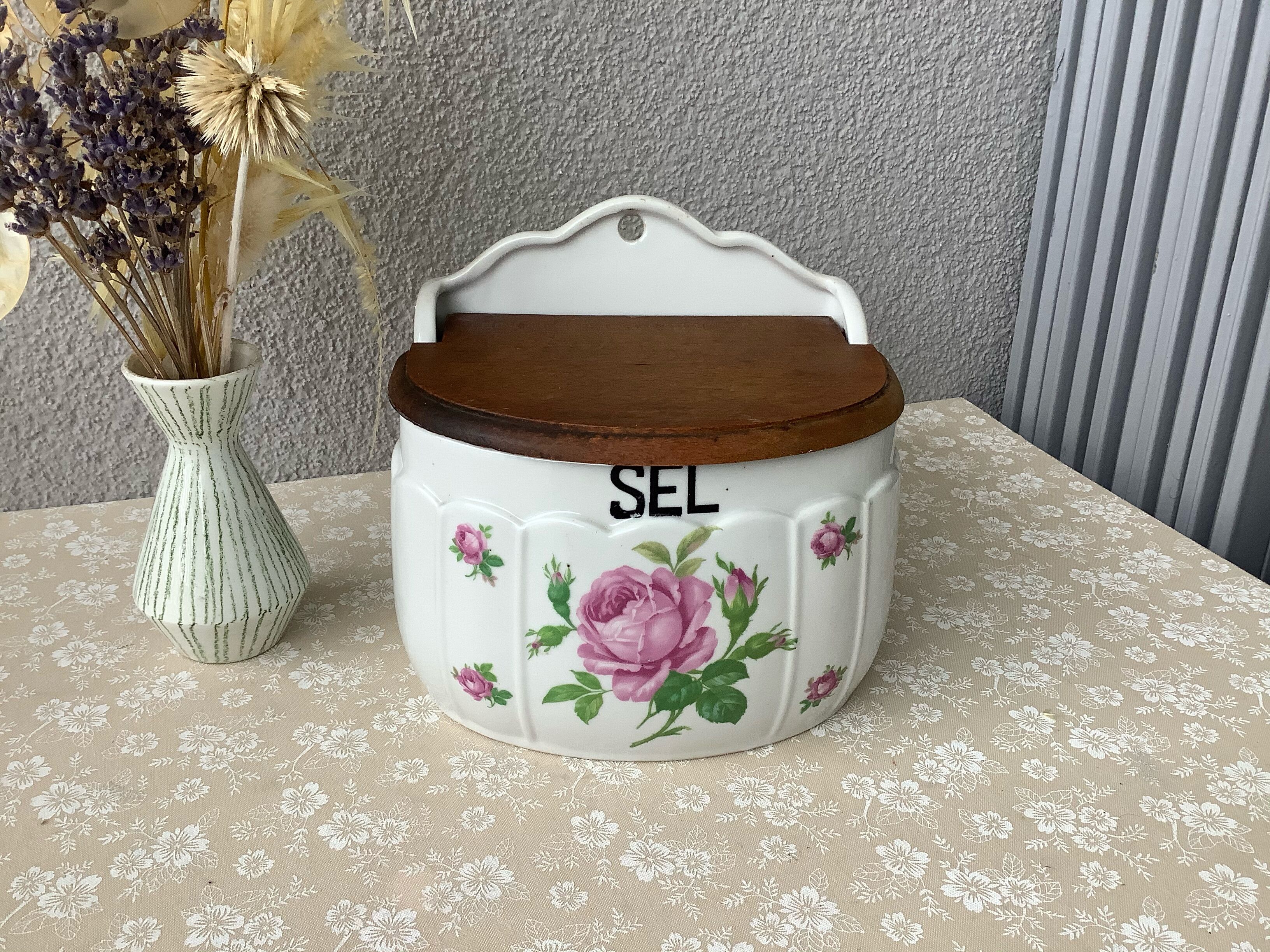 Vintage wall salt box