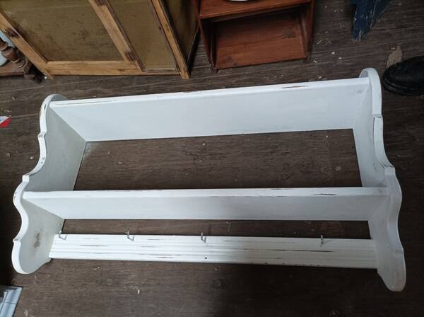 Patinated solid wood shelf