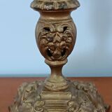 Bronze candlestick with lion head decoration