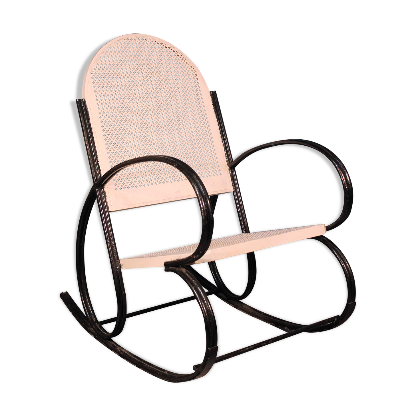 1950s perforated metal rocking chair