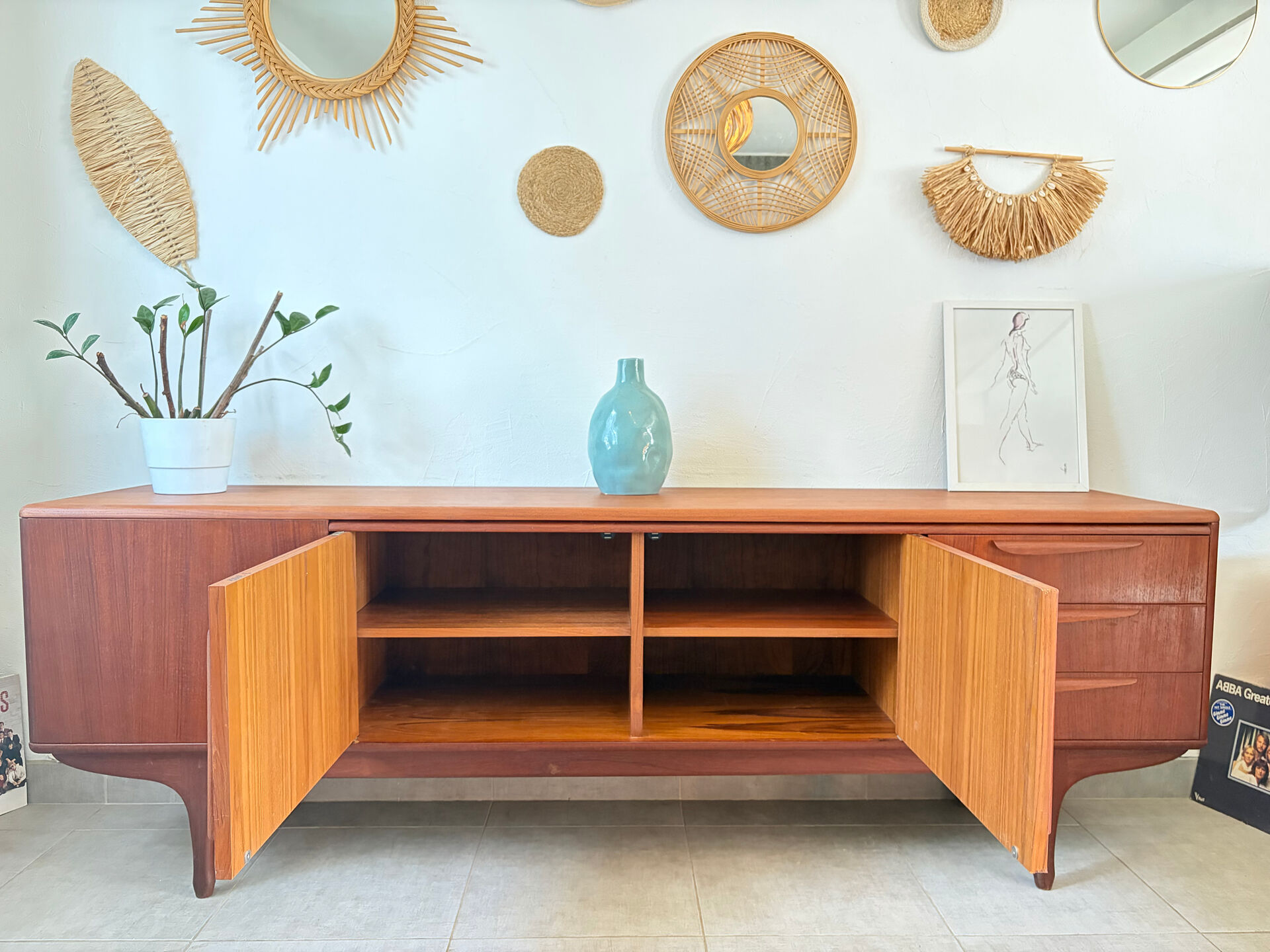 Vintage teak enfilade from the 1960s.