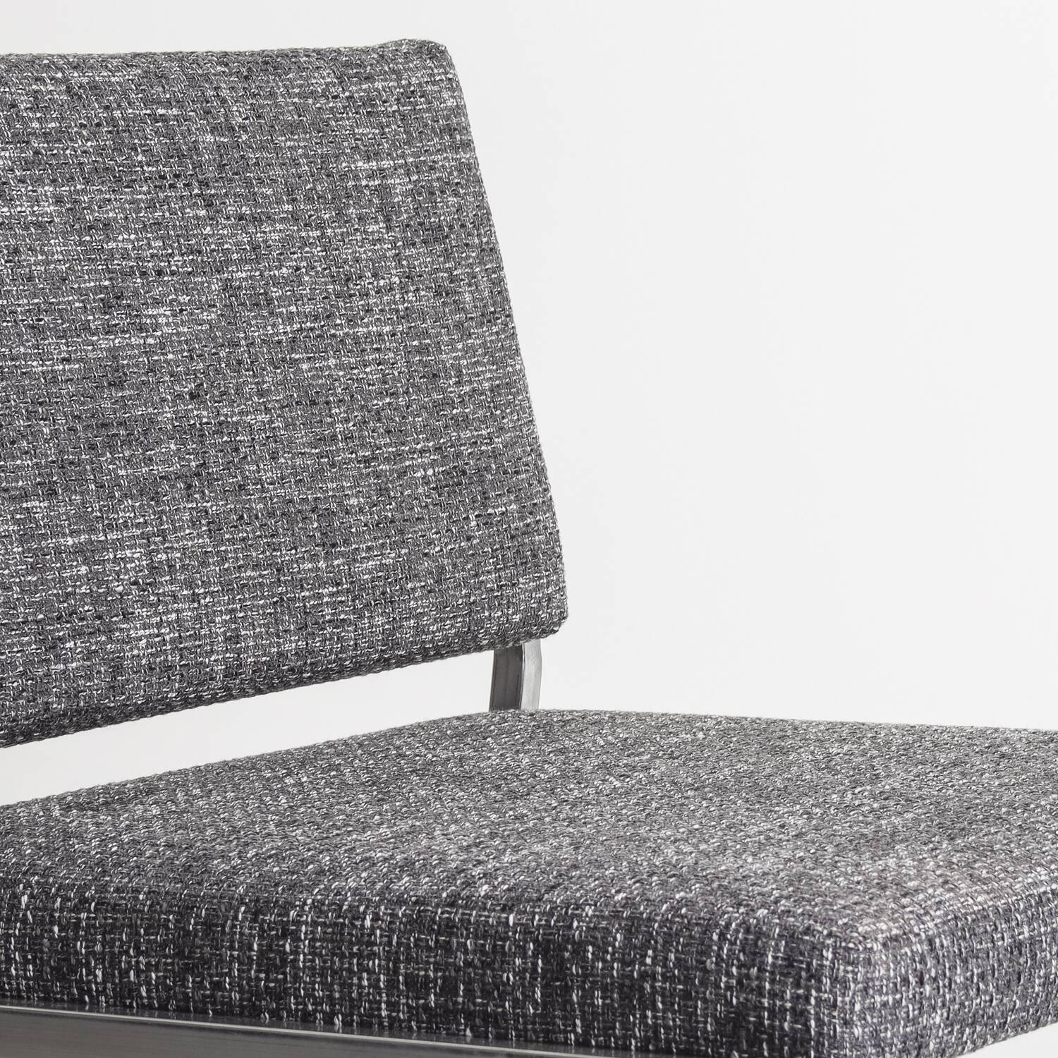 Pair of vintage armchairs in metal and gray fabric, renovated