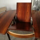 Table ronde, extensible en palissandre, rallonge papillon