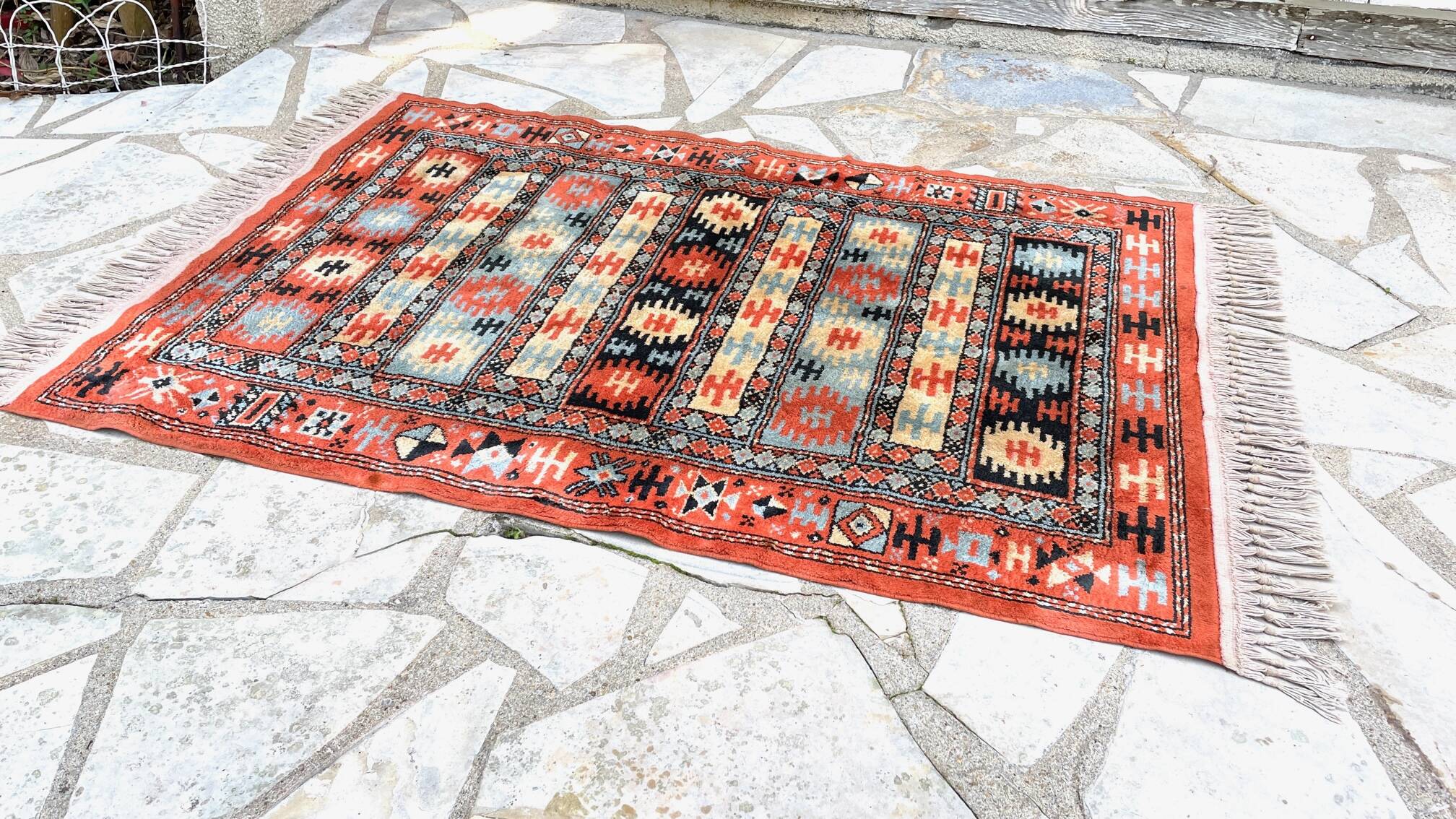 Vintage silk and cotton rug - 142 x 84cm