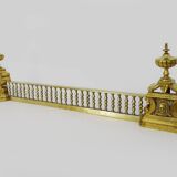 Barre de cheminée, barre de foyer, barre de feux, devant de cheminée en bronze doré