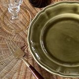 5 Lunéville Moss Green dessert plates.