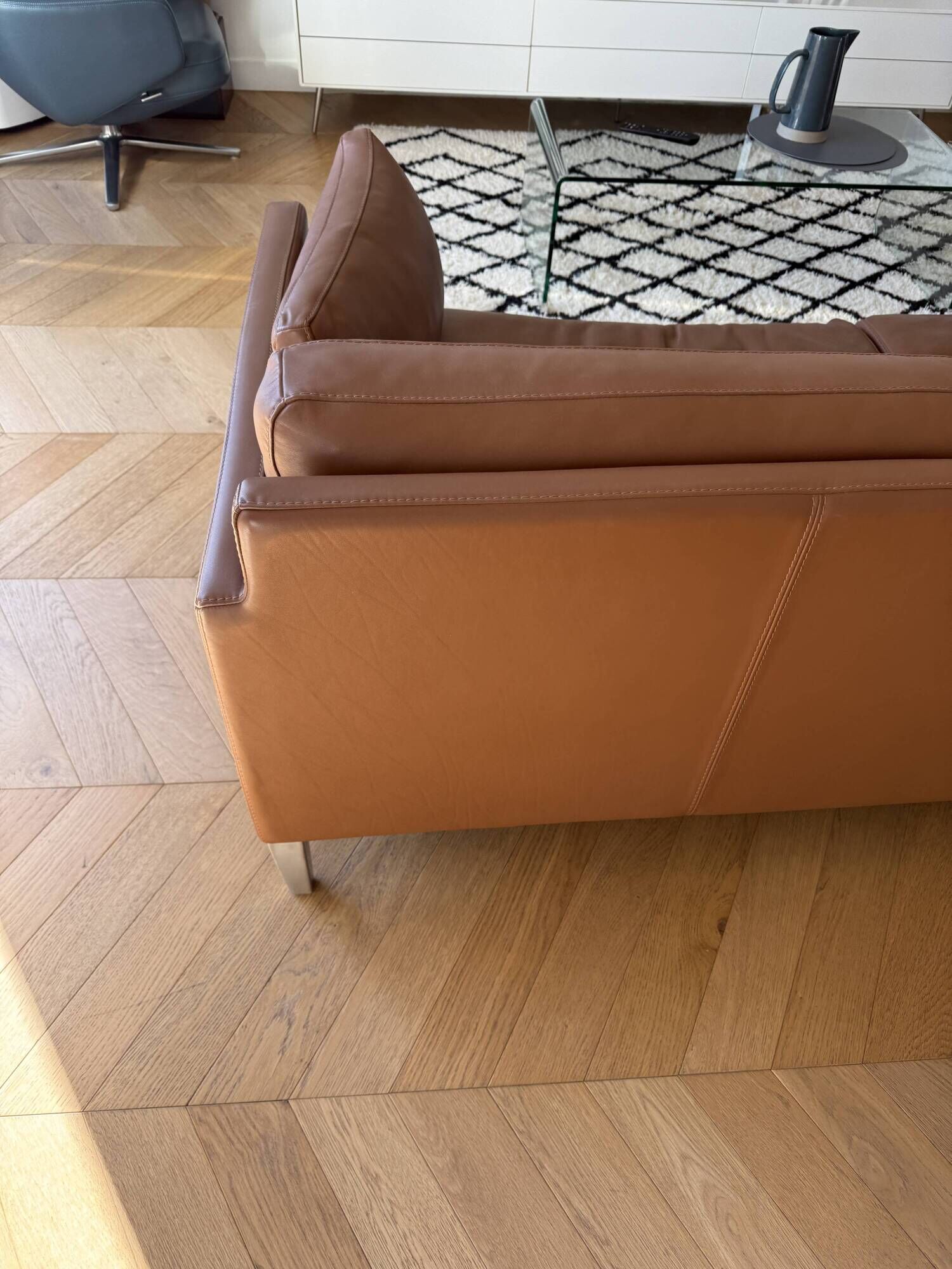 Duvivier Centquatre 3-seater sofa in camel leather — 213 cm