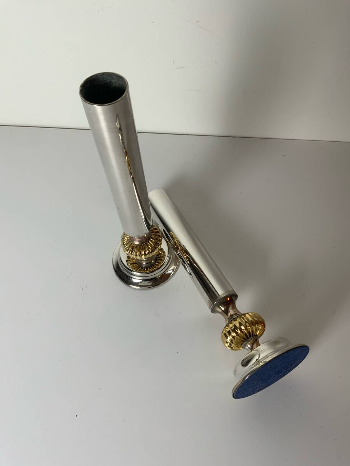 Pair of metal candlesticks