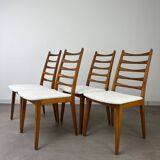 4 Scandinavian chairs, teak with boucle seats.