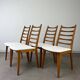 4 Scandinavian chairs, teak with boucle seats.