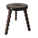 Brutalist stool with turned wooden legs
