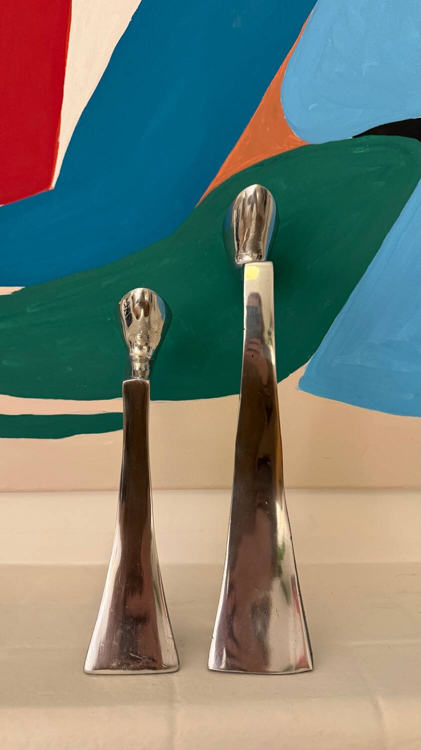 Set of 2 Swan candle holders by Matthew Hilton