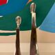 Set of 2 Swan candle holders by Matthew Hilton