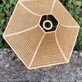 Large Hexagonal Boho Chic Faux Cane Lampshade 1970