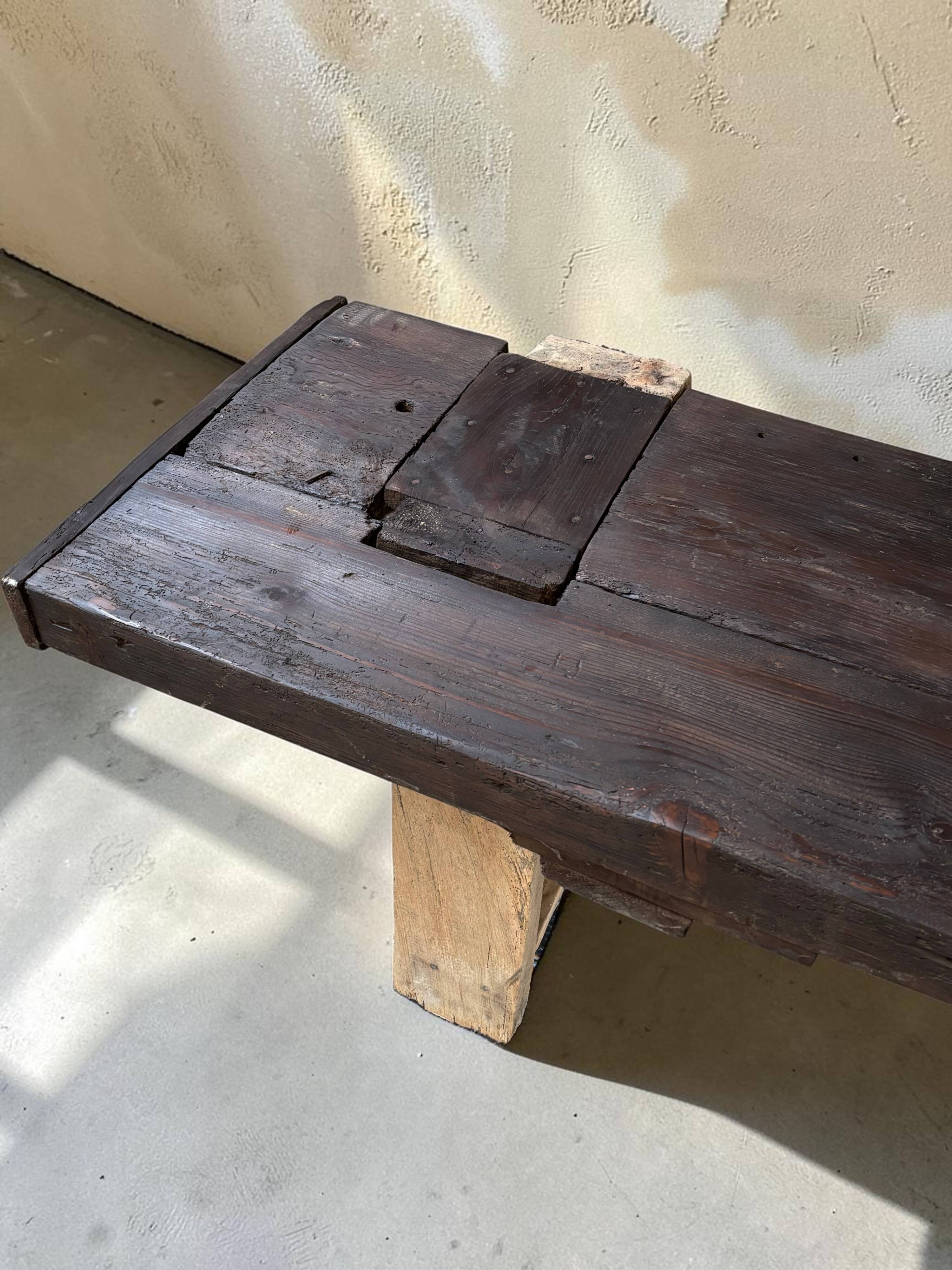 Restored antique solid oak workbench — XXL Console