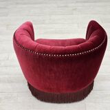 1970s, Danish lounge chair, original condition, cherry-red velour fabric.