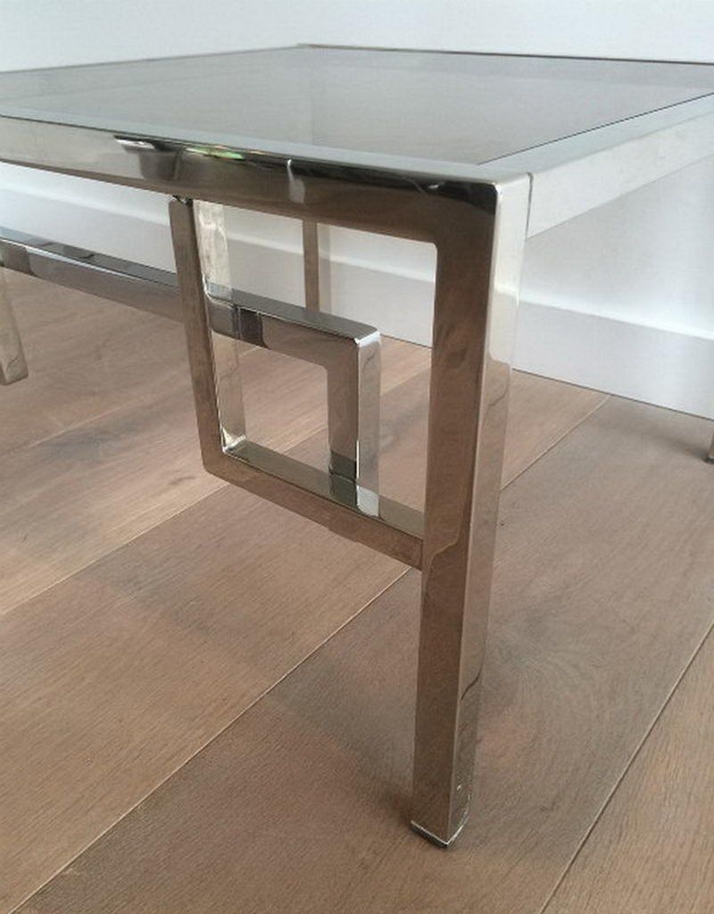 Pair of chrome designer side tables