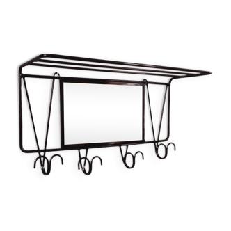 50s wall-mounted coat rack in black lacquered metal
