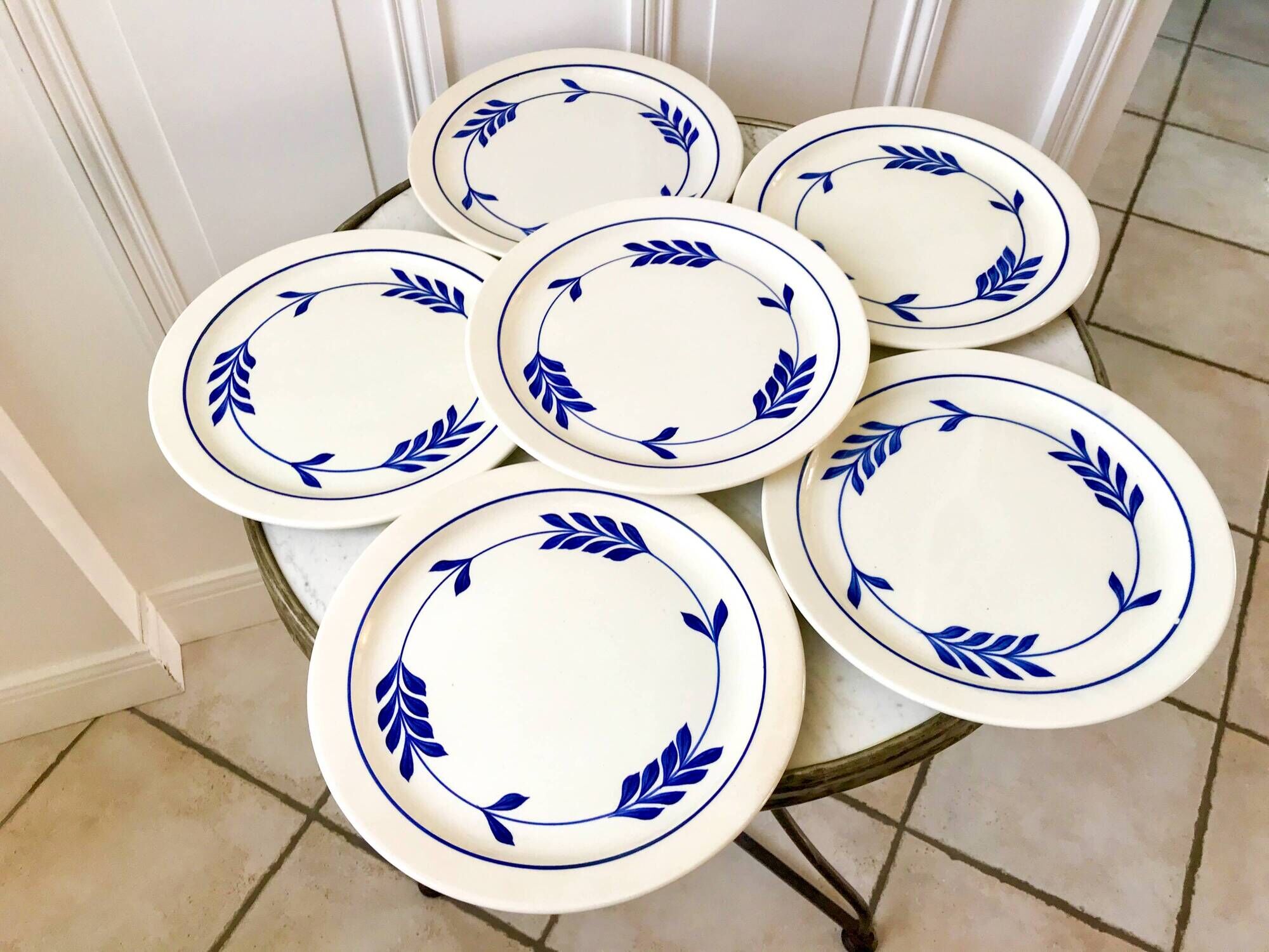 set of 6 flat plates in Terre de Fer Salins Jenny model early 20th century