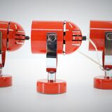 1970s Stanislav Indra Set of Three Red Wall/Table Lamps, Czechoslovakia