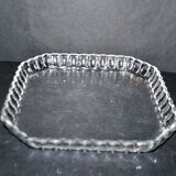 Old square tray in molded glass - liquor or fruit service 21.5cm