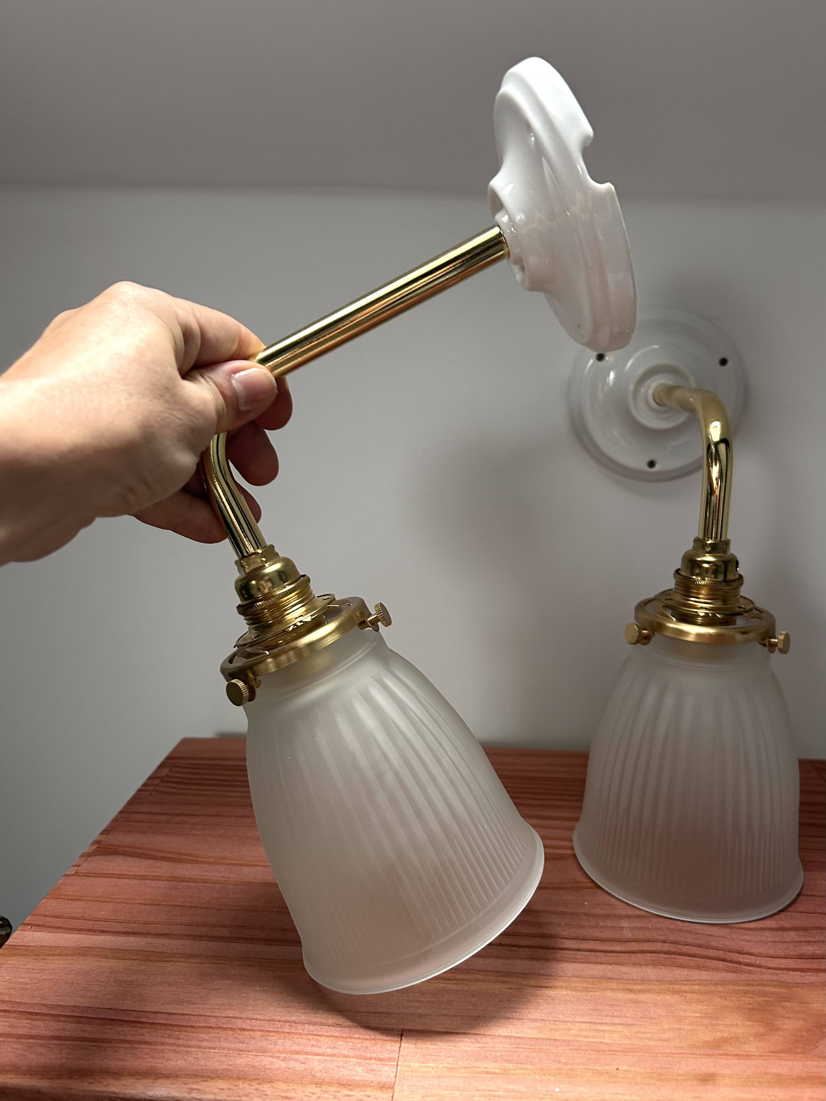 Pair of glass tulip wall sconces