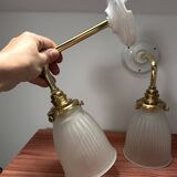 Pair of glass tulip wall sconces