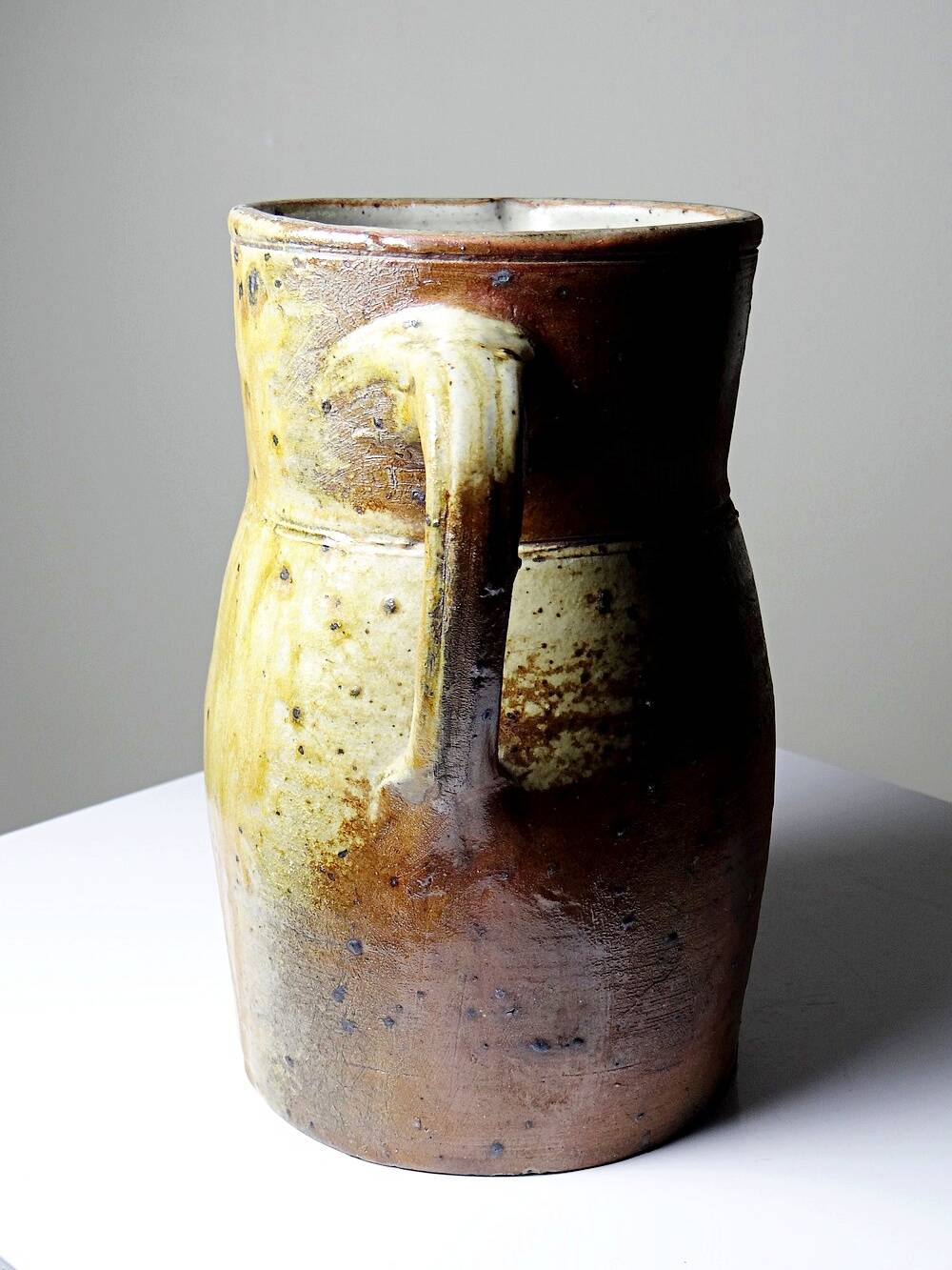 Large antique stoneware jug from Puisaye, pyritic, late 19th century.