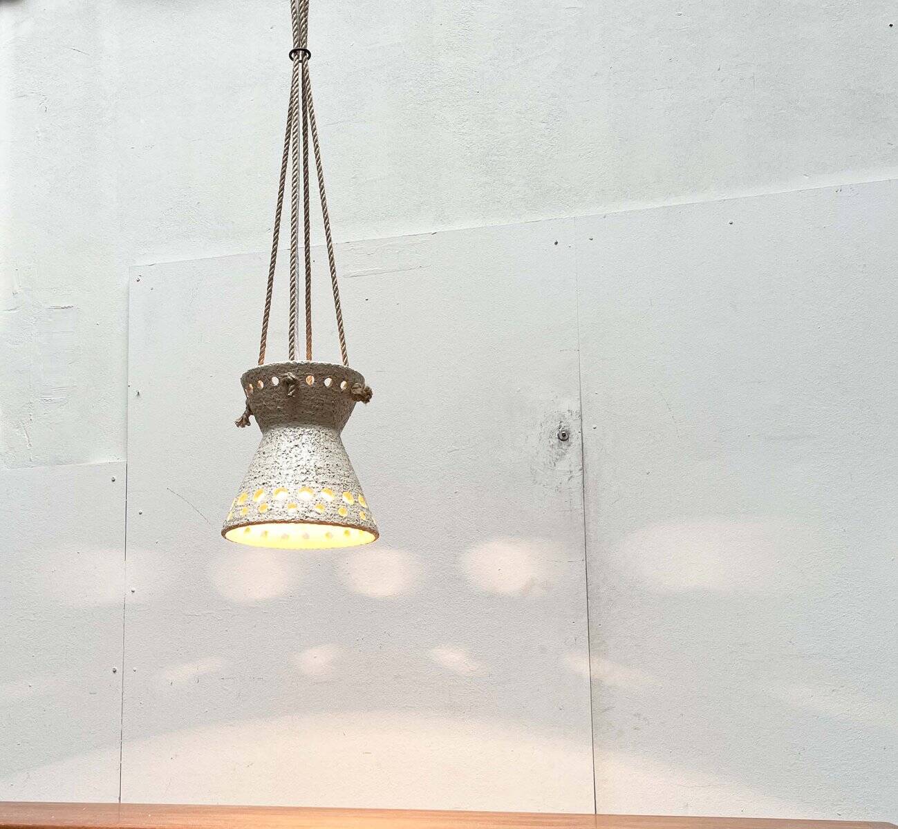 White ceramic pendant lamp in mid-century modern Danish style, 1960s.