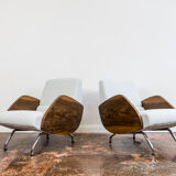 Pair of lounge chairs in Kvadrat/Sahco Boucle "360" by Janusz Różański, 1950's
