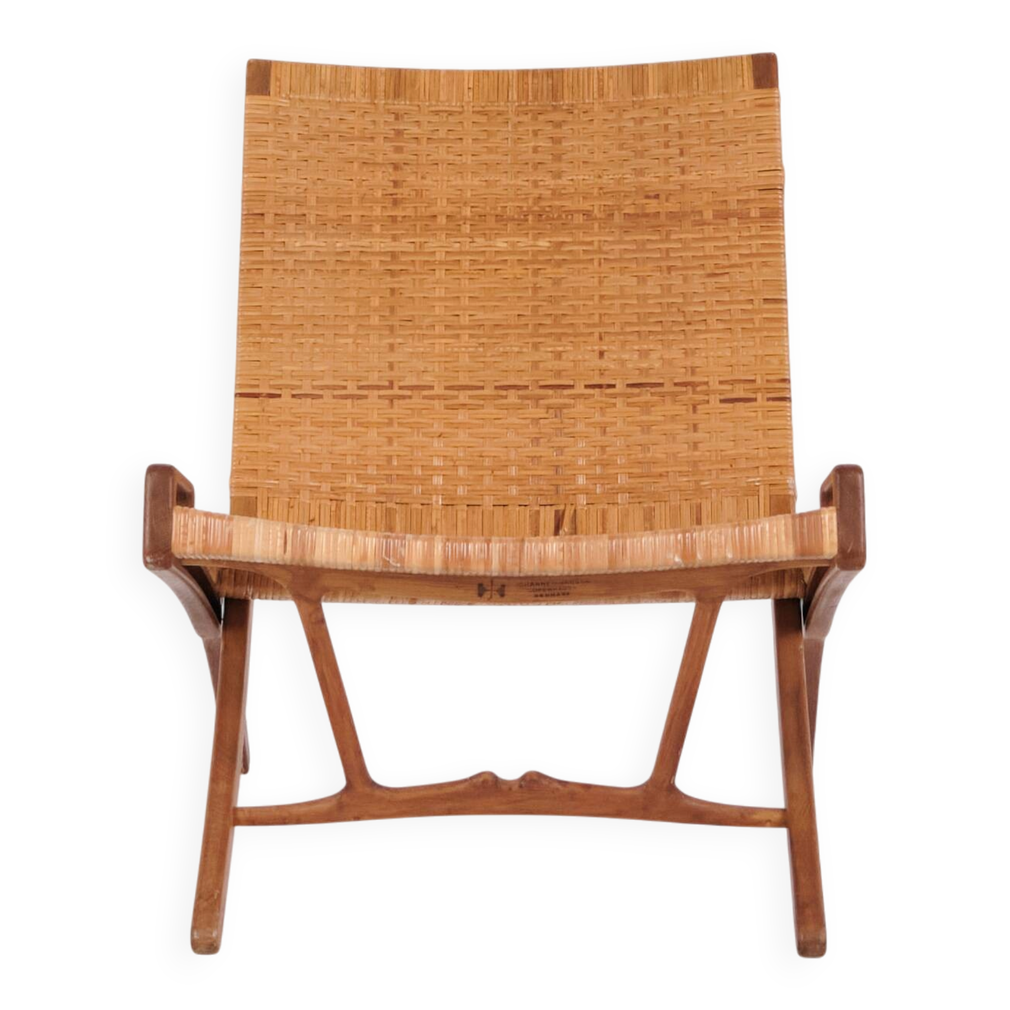 Armchair / folding chair – model JH 512 “The Fireplace Chair” – patinated oak – original cane – Hans J. Wegner – Johannes Hansen – 1950s