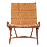 Armchair / folding chair – model JH 512 “The Fireplace Chair” – patinated oak – original cane – Hans J. Wegner – Johannes Hansen – 1950s