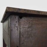 Antique farmhouse game table in solid chestnut with 1 drawer, 19th century.