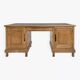 Bureau double face en chêne et cuir