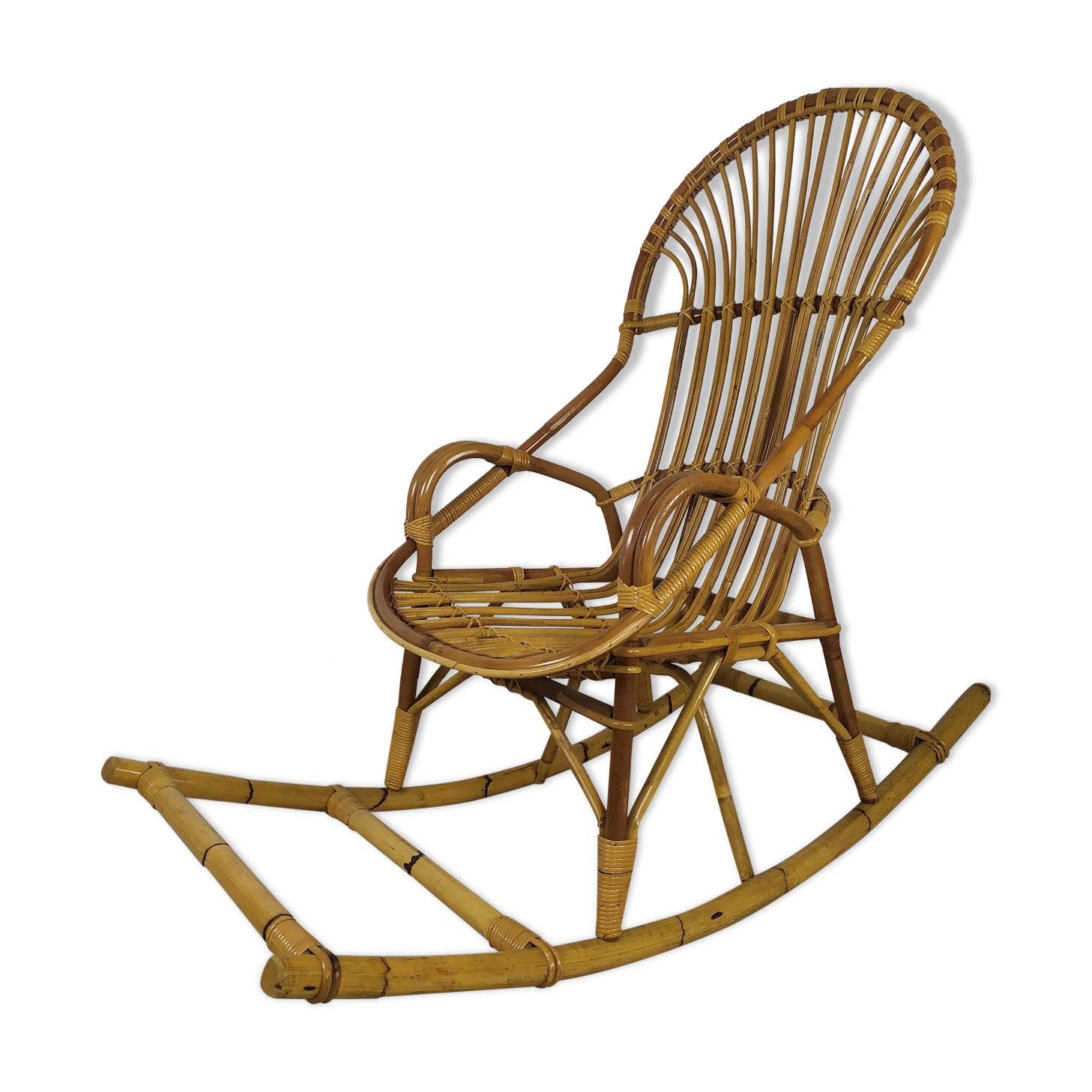 Rocking-flesh rattan vintage