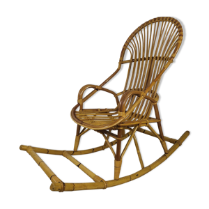 rocking-chair rotin vintage
