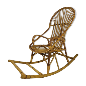 Rocking-chair rotin vintage