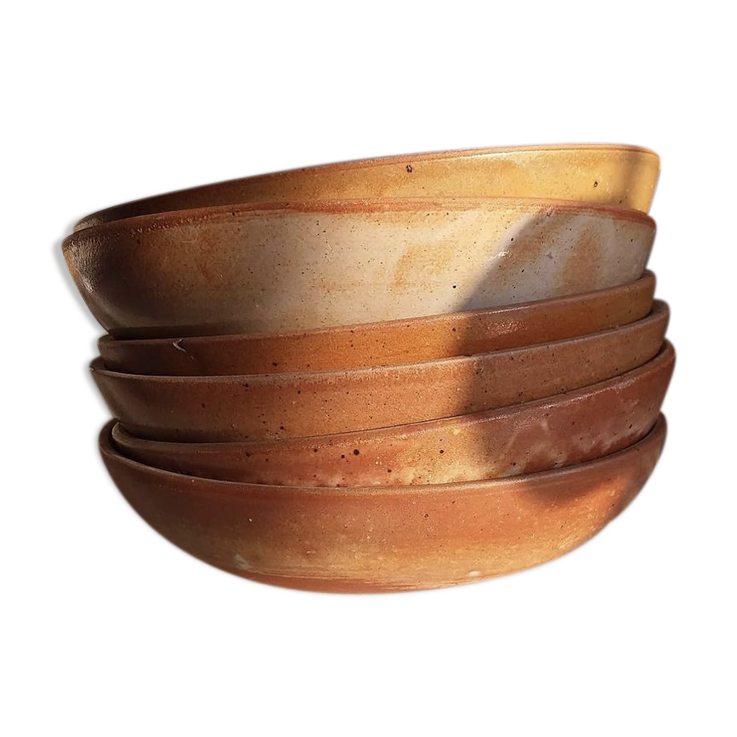 Lot of 6 hollow plates in pink sandstone