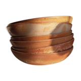 Lot of 6 hollow plates in pink sandstone