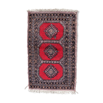 Vintage carpet Uzbek Bukhara handmade 63cm x 103cm 1970s