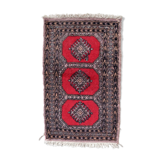 Vintage carpet Uzbek Bukhara handmade 63cm x 103cm 1970s