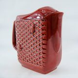 Red ceramic pitcher - bees and honeycombs decor - St Clément France - vintage 60s