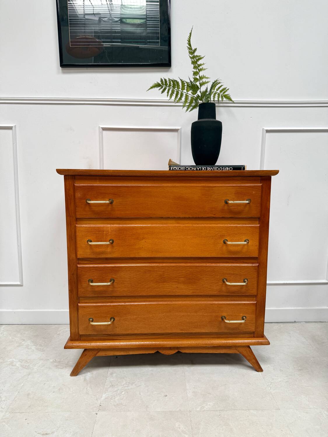 Vintage chest of drawers with compass feet