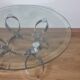 Table basse vintage Spage Age en verre et chrome. Style Hesterberg
