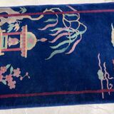 Ancient chinese carpet art deco handmade 64cm x 120cm 1920s