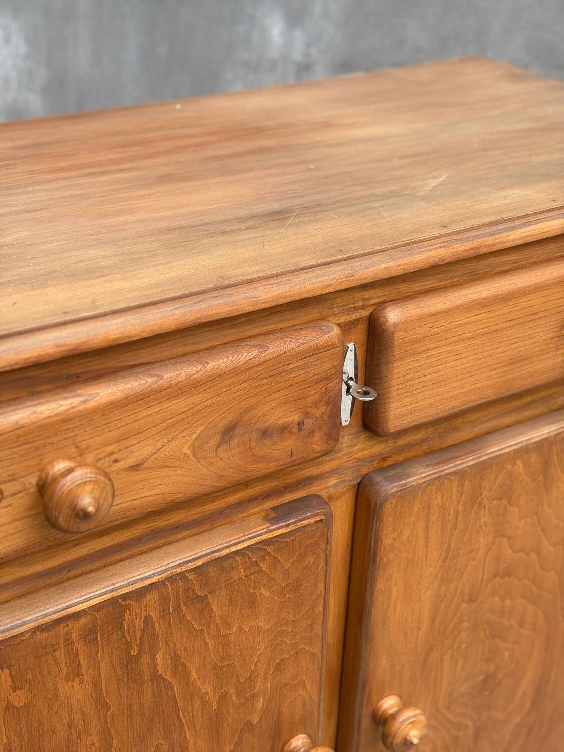 Vintage wooden sideboard with two doors and two drawers, 50s