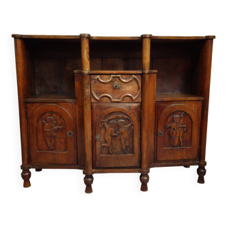 Antique carved solid wood buffet – Cherub decoration – 19th century