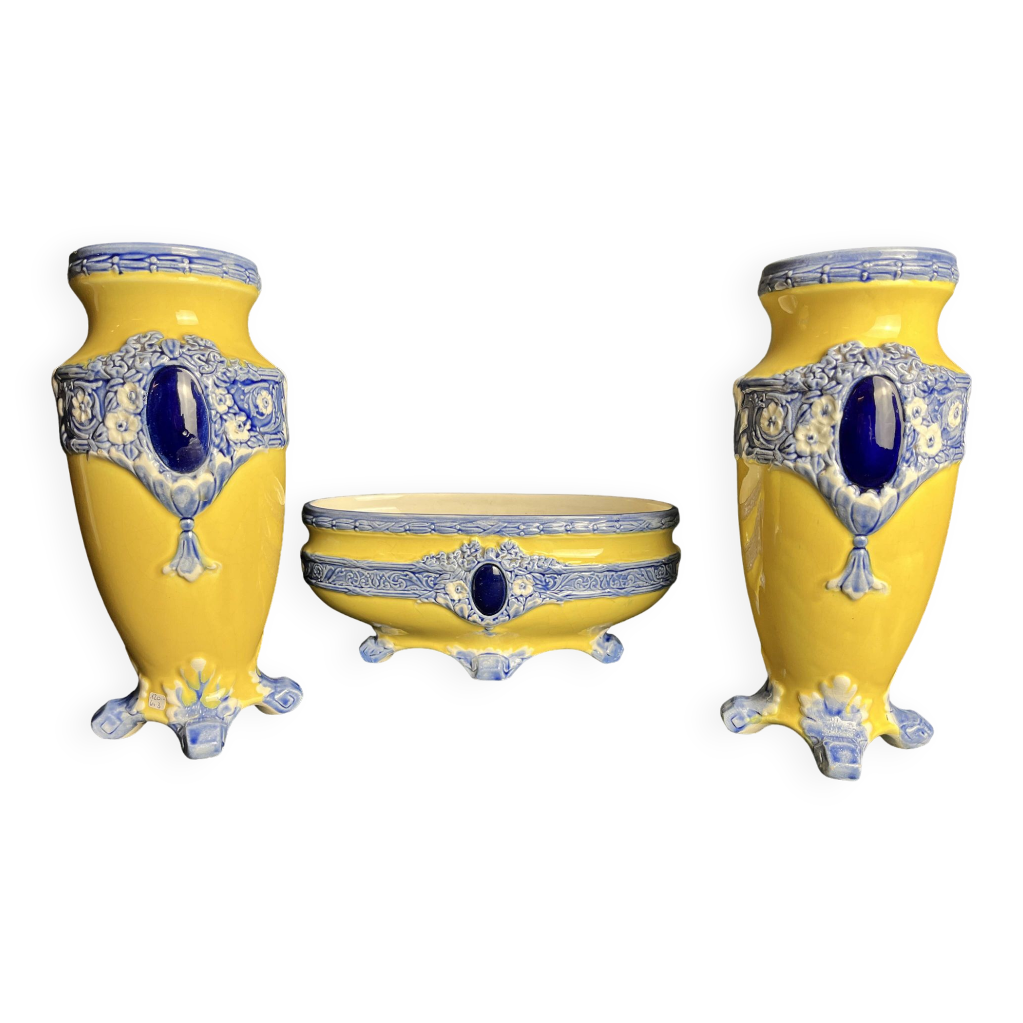 Art Nouveau 3-piece Fives Lille set by Bryun circa 1900