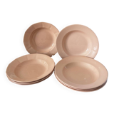 Vintage set of 8 powder pink soup plates Digoin Sarreguemines